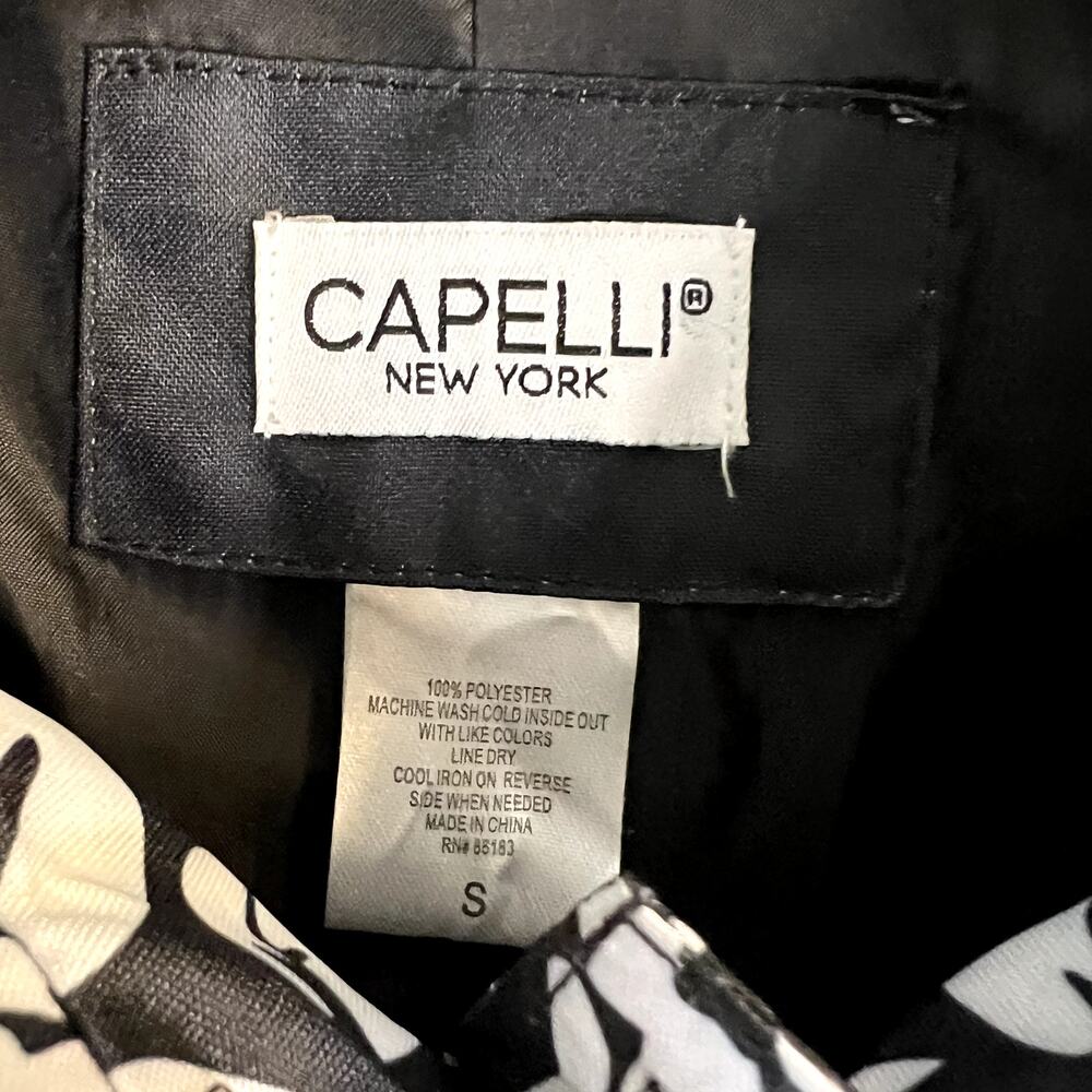 capelli new york trench coat floral roses black white size S - Picture 5 of 6